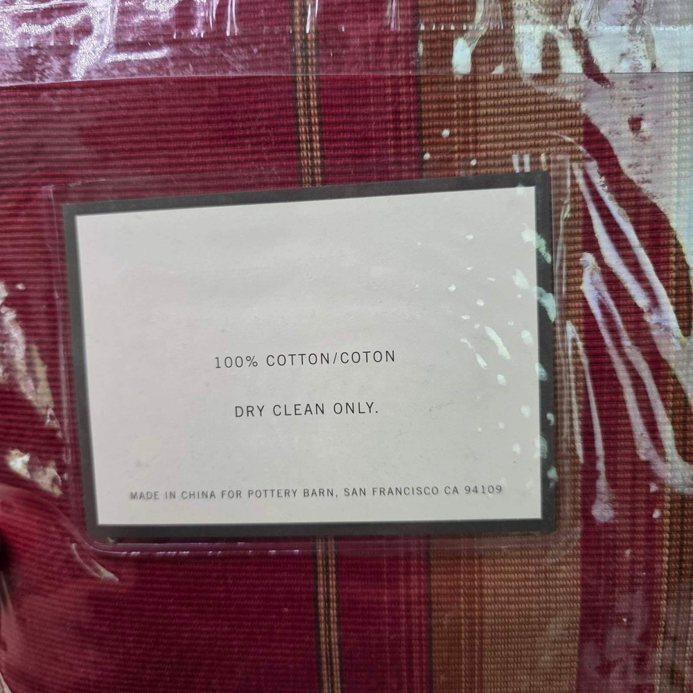 Pottery Barn Harrison Drape Red Gold Striped 100% Cotton 54x96 Set of 2 New - Picture 10 of 10